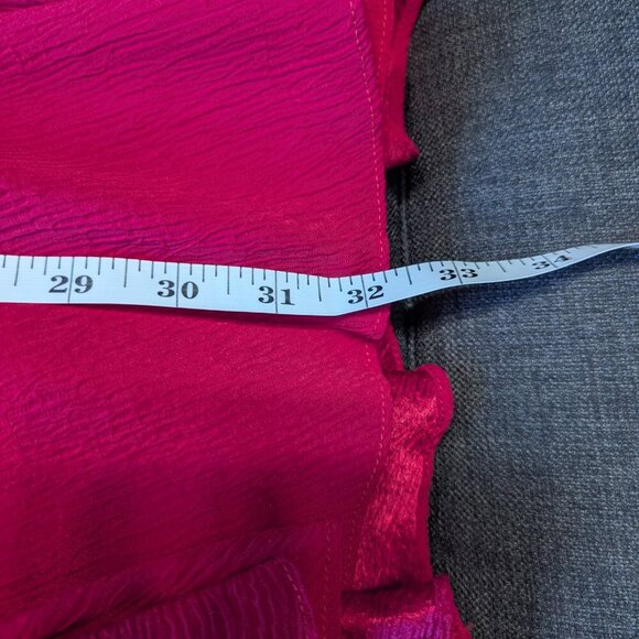 Vintage Fuchsia Midi Skirt | Asymmetric Flutter Hem | Statement Piece - Picture 9 of 9